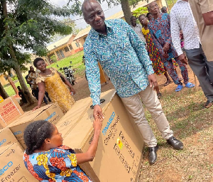 Akatsi South MCE has presented livelihood equipment to 33 persons with disabilities, while Experimental School One received new classroom desks.